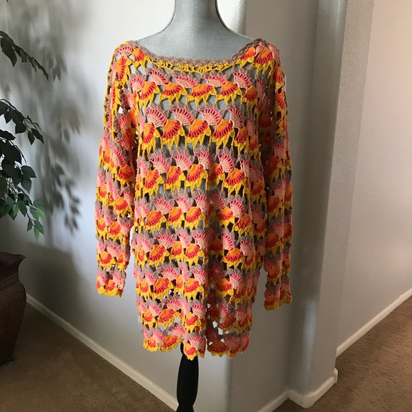 🆕Free People Multi Color Crochet Sweater - Picture 6 of 7